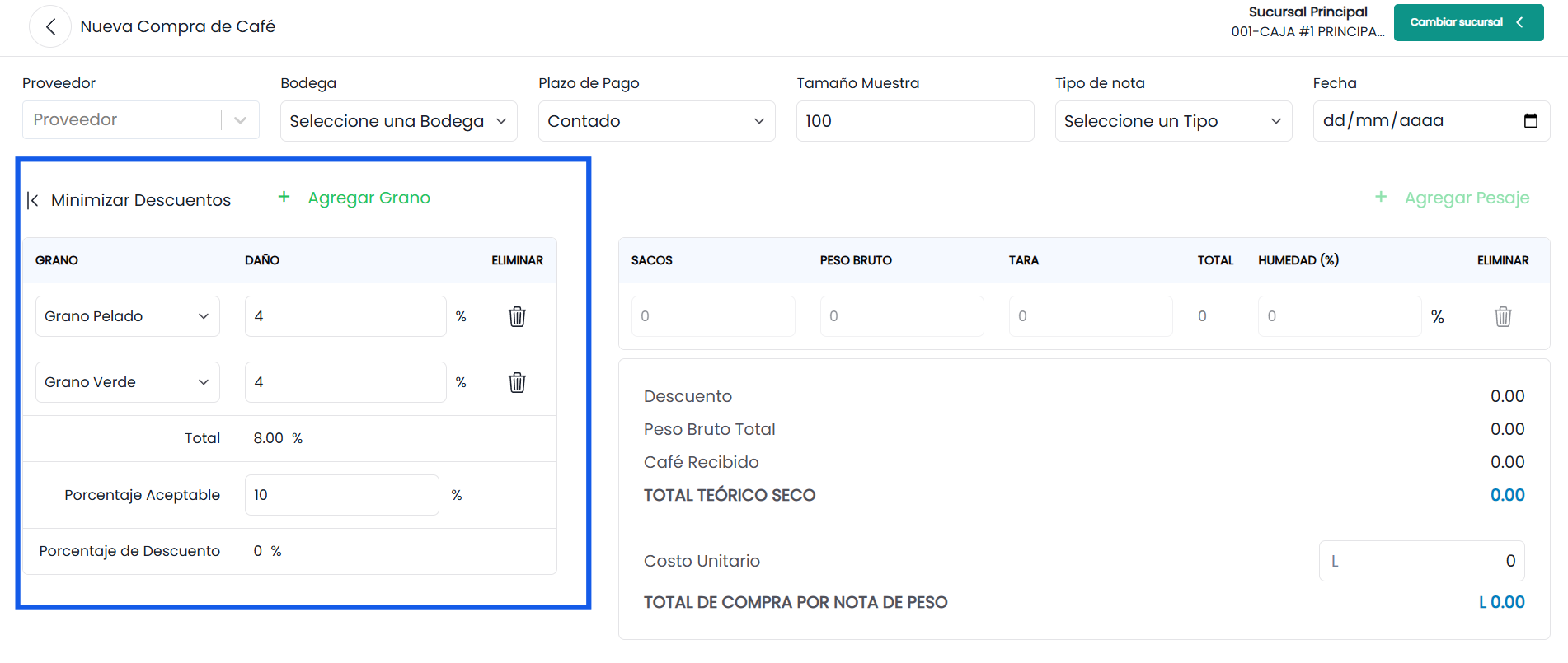 Análisis de Calidad (Descuentos por Grano)