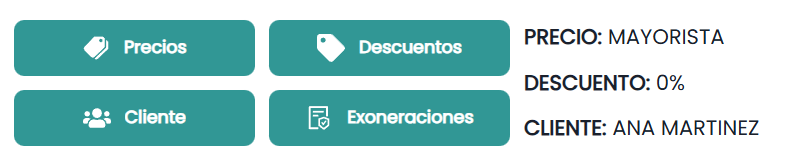 Opciones y Carrito de Venta