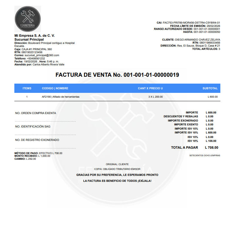 Marca de Agua en Facturas de Venta y Cotizaciones