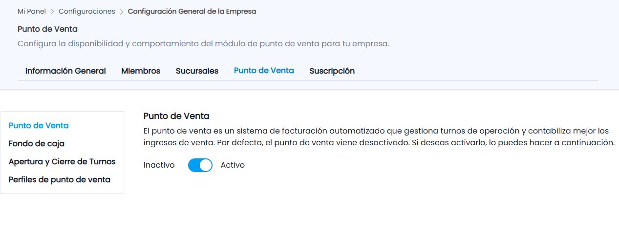Ubicación y activación del Punto de Venta
