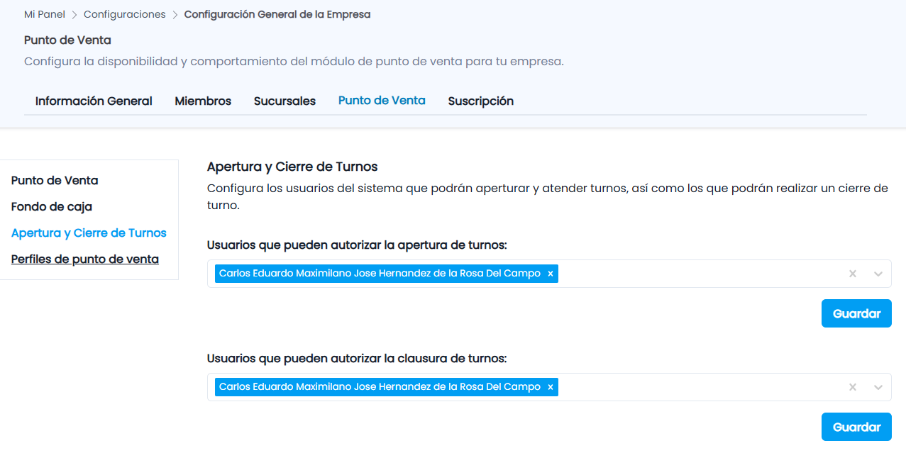 Configurar el Punto de Venta