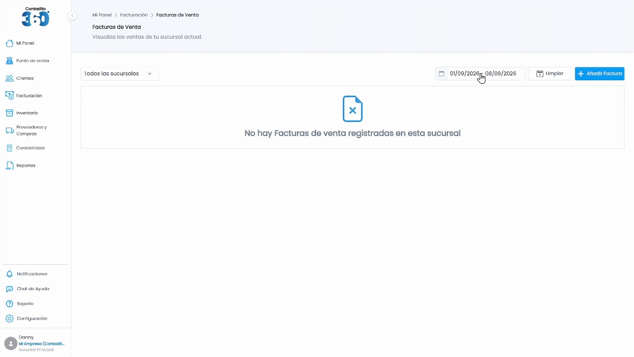Filtrar Facturas por Rango de Fechas