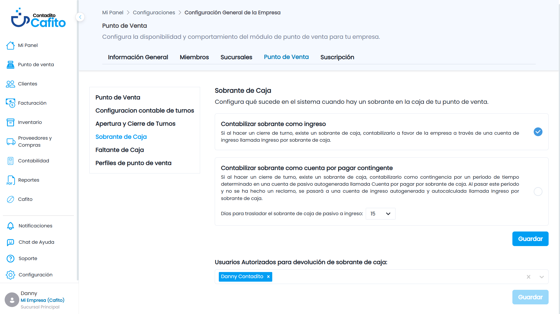 Opciones de Configuración