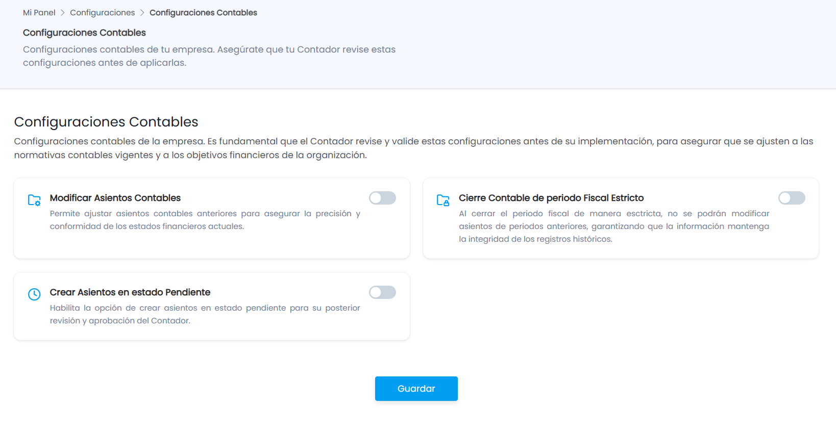 Opciones Disponibles