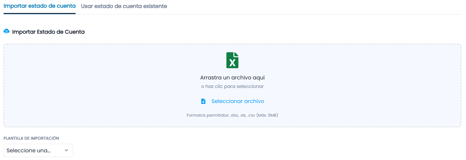 2.1 Opción A: Importar Nuevo Archivo (Pestaña "Subir Archivo")