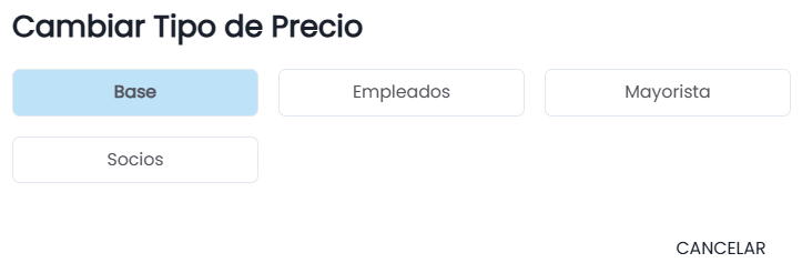 Opciones y Carrito de Venta