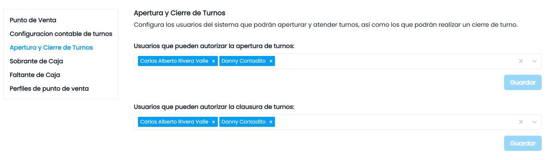 Pasos para Configurar la Apertura y Cierre de Turnos