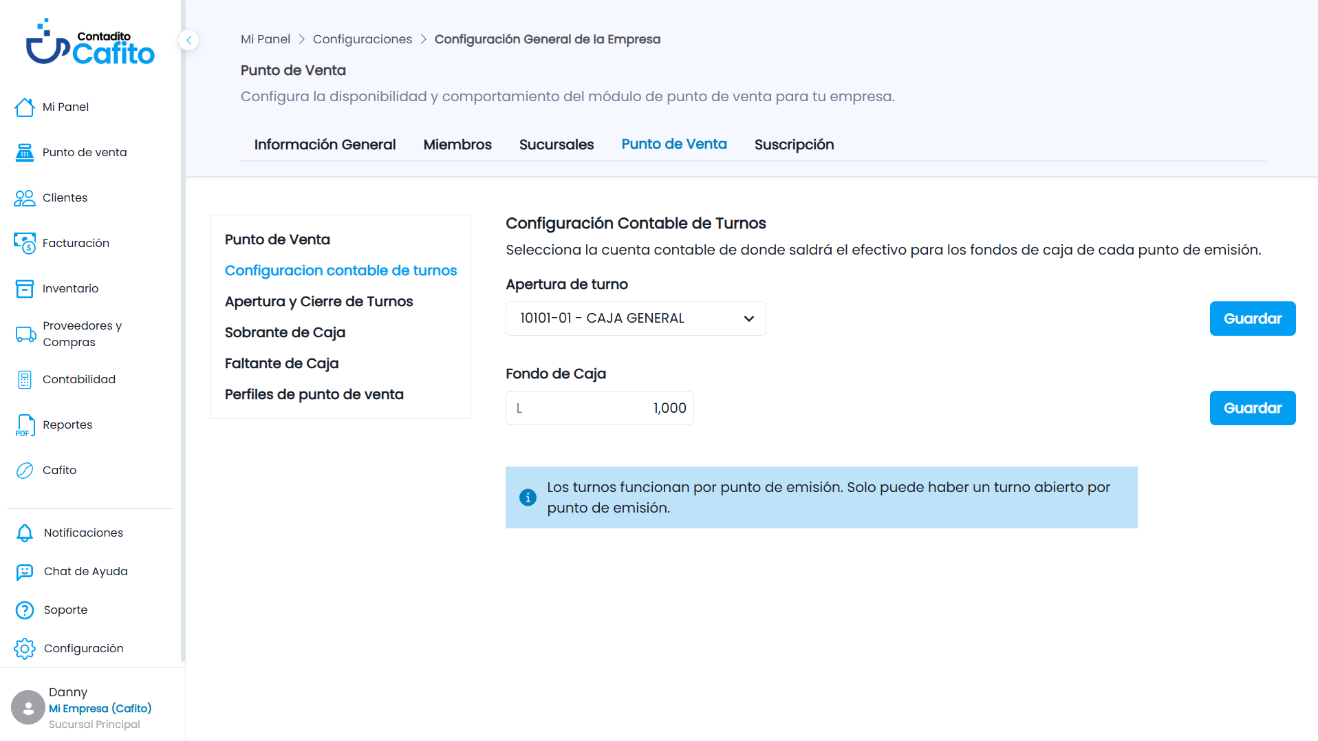 Pasos para Configurar la Contabilidad de Turnos