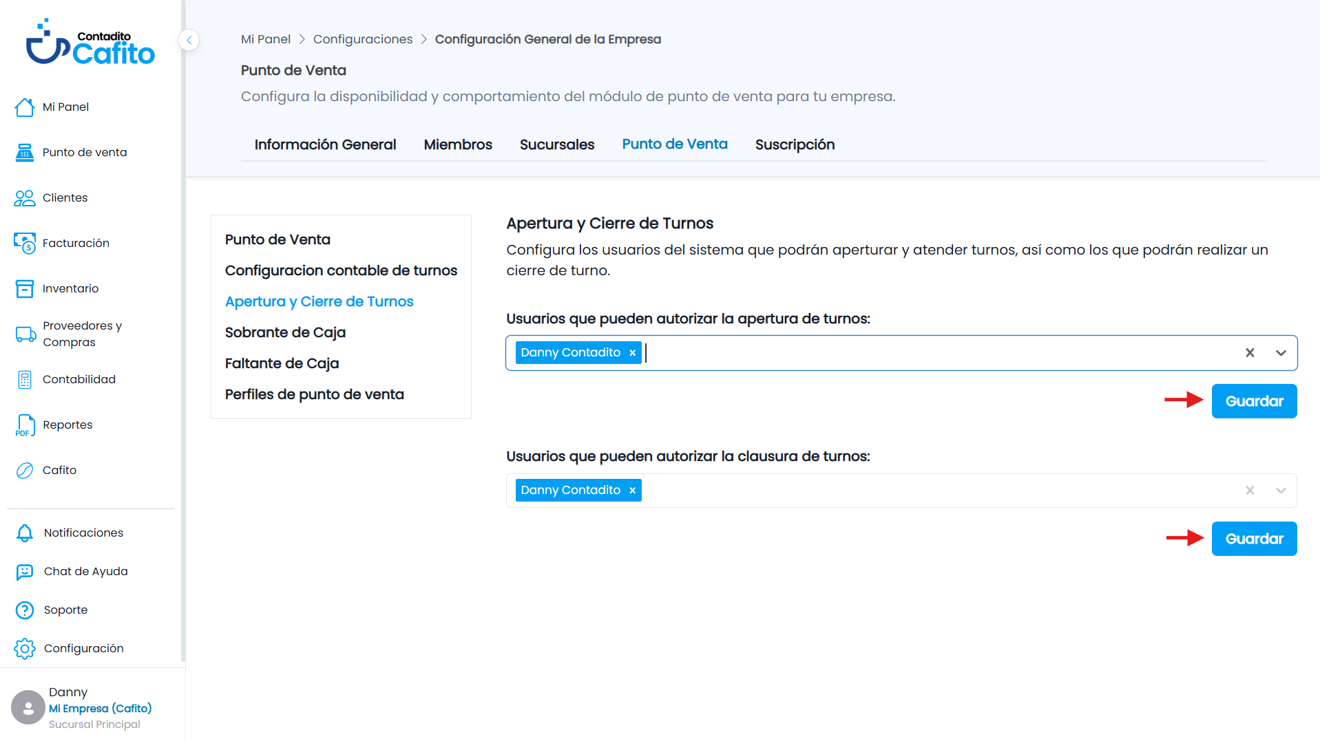 Pasos para Configurar la Apertura y Cierre de Turnos