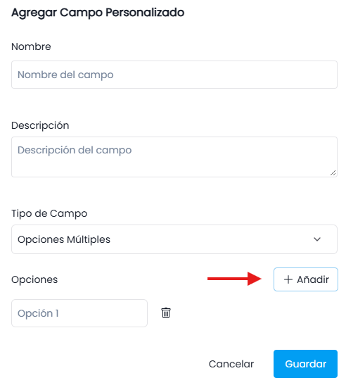 Configuración de Opciones Múltiples (Si aplica)