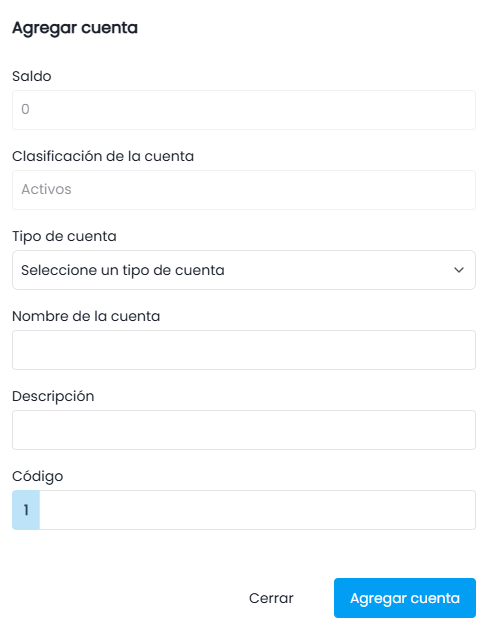 Al seleccionar agregar, se abrirá un formulario con los siguientes campos