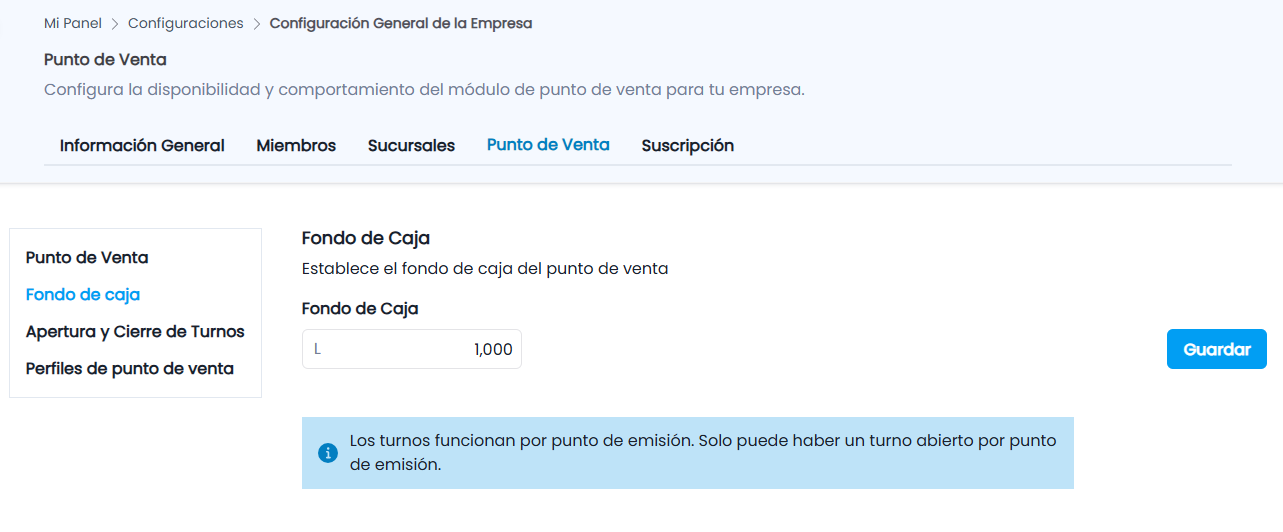 Configurar el Punto de Venta