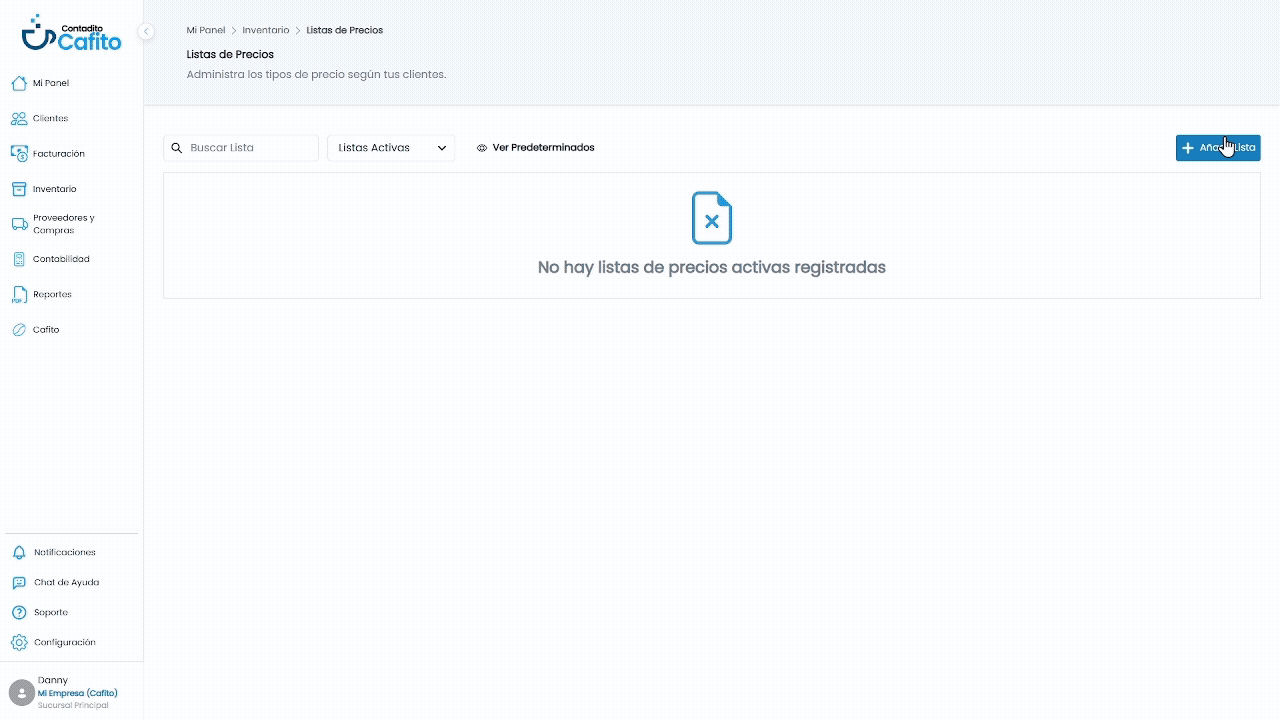 Agregar Lista de Precios