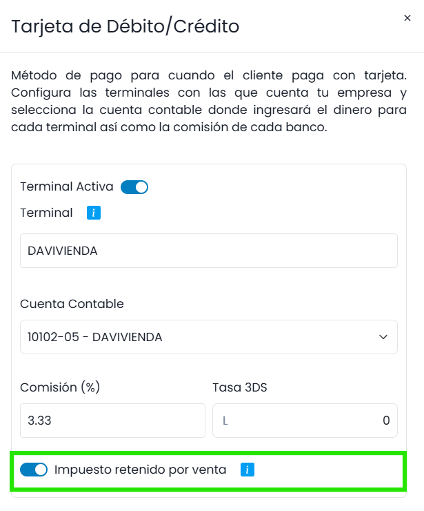 Impuesto retenido por Venta