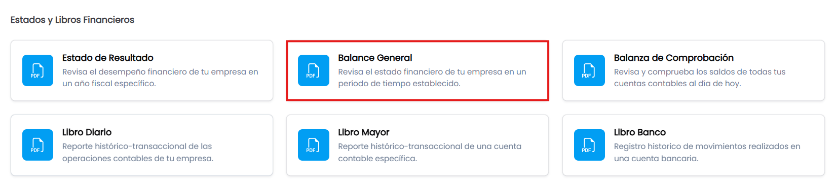 Acceso al Balance General