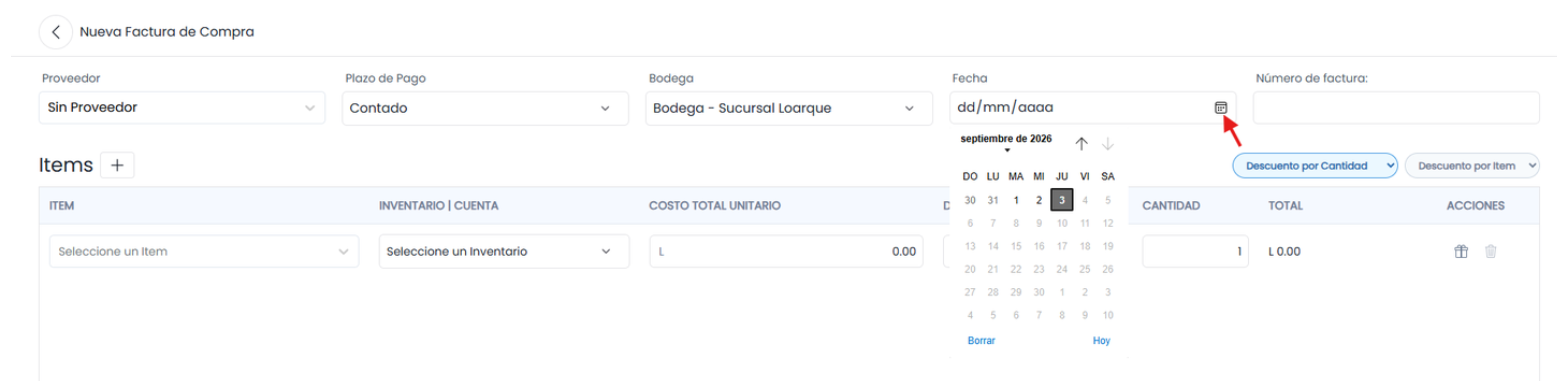 Campos del formulario