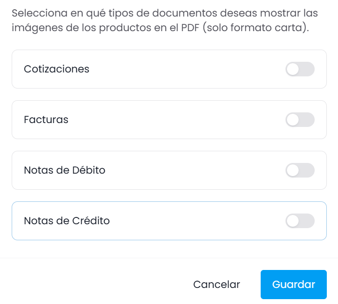 Opciones disponibles en esta sección