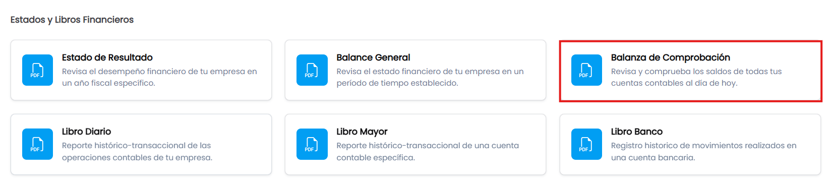 Acceso a la Balanza de Comprobación