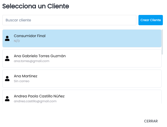 Opciones y Carrito de Venta
