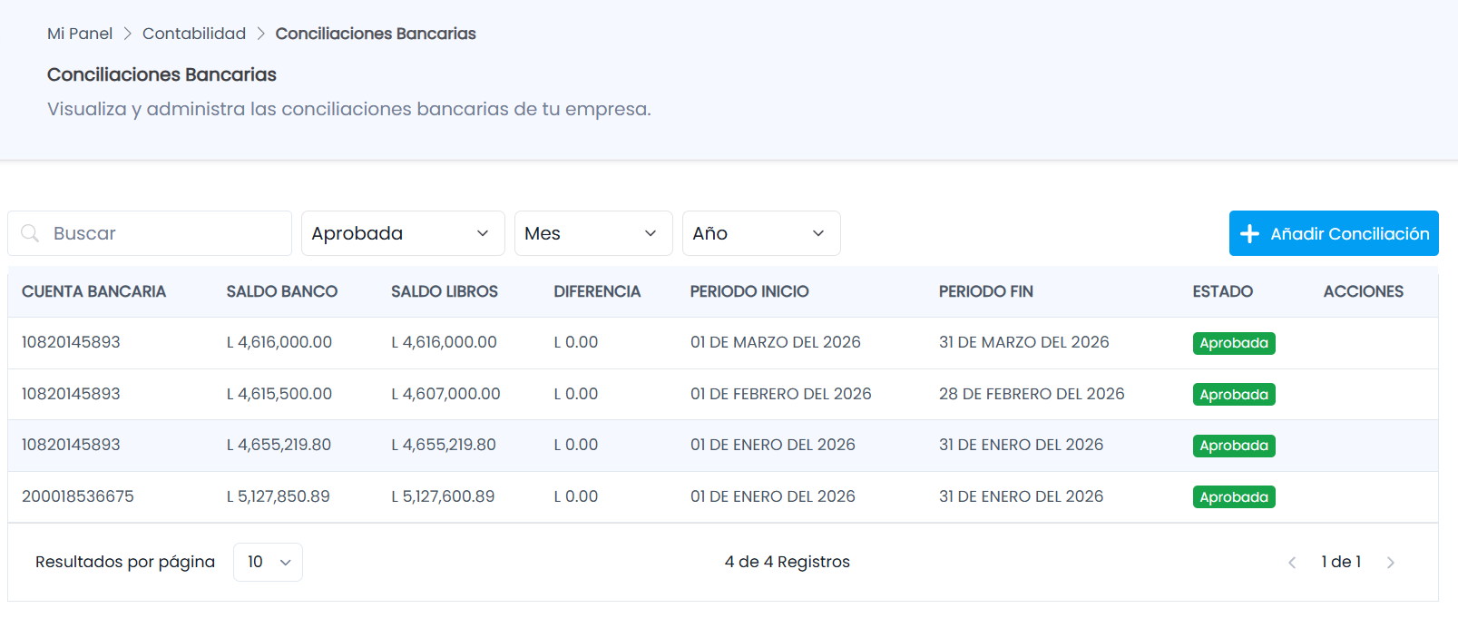 Conciliación Bancaria