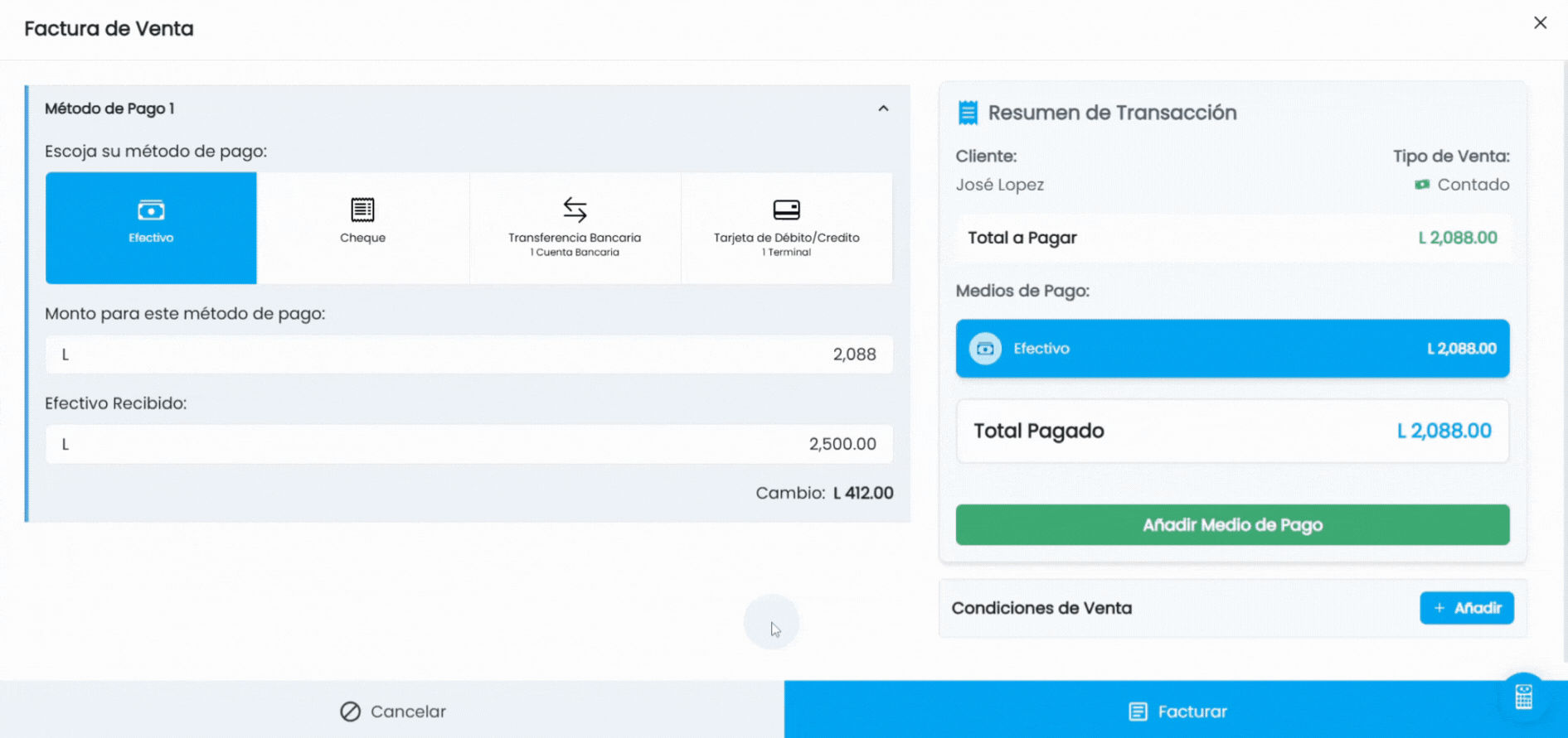 Cómo añadir condiciones a una venta