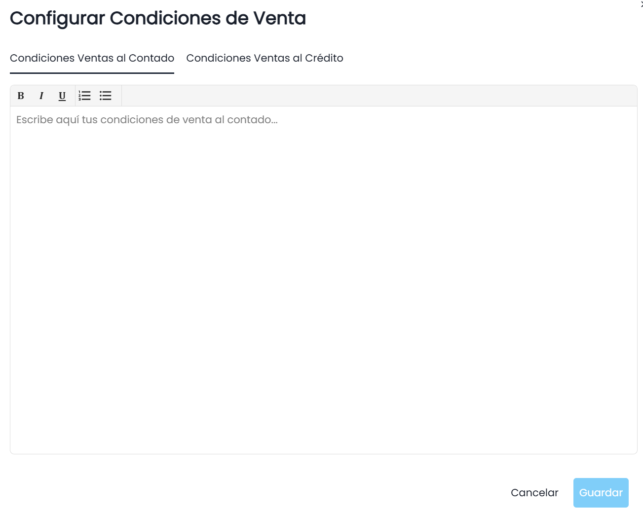 Opciones disponibles en esta sección