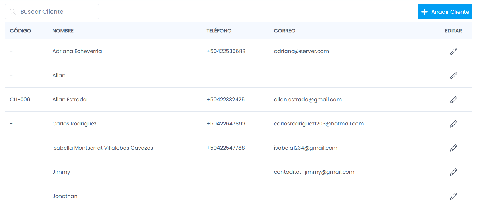 Lista de Clientes