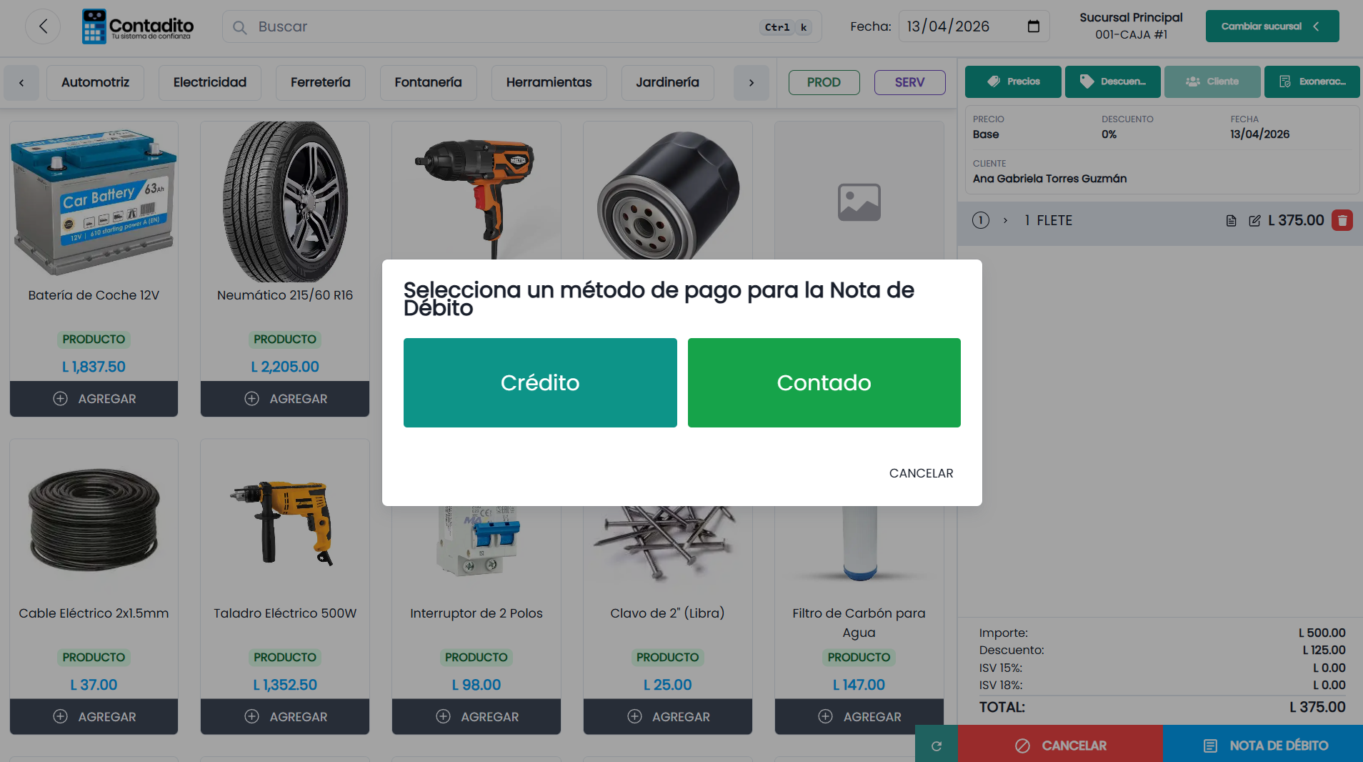 Pasos para agregar una nota de débito una Factura de Venta