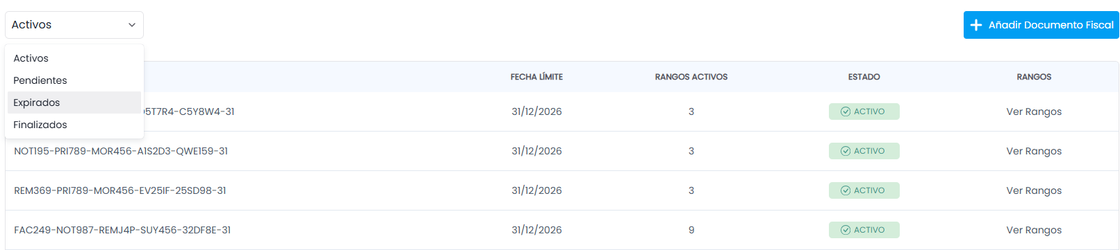 Opciones Disponibles