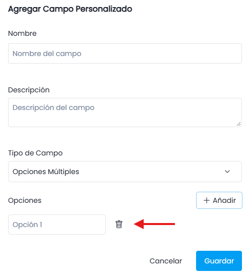 Configuración de Opciones Múltiples (Si aplica)