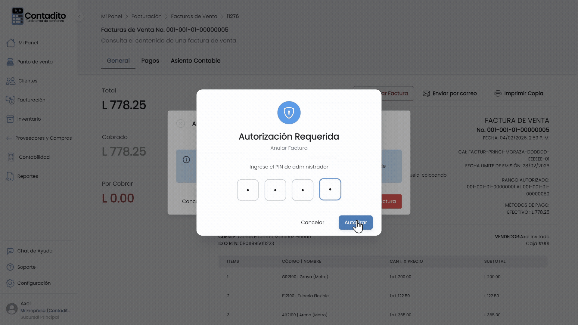 Pasos para anular una Factura de Venta