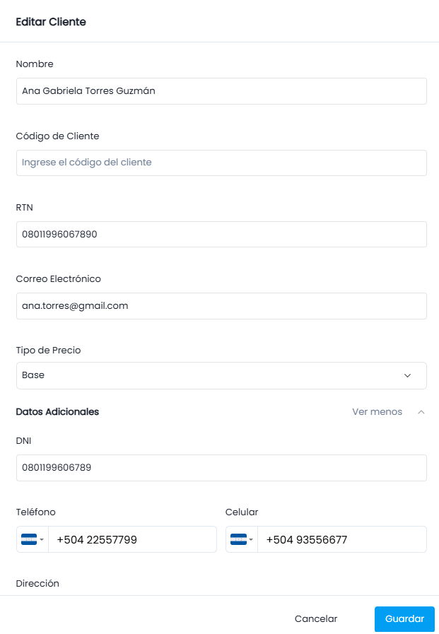 Acciones dentro de la tabla