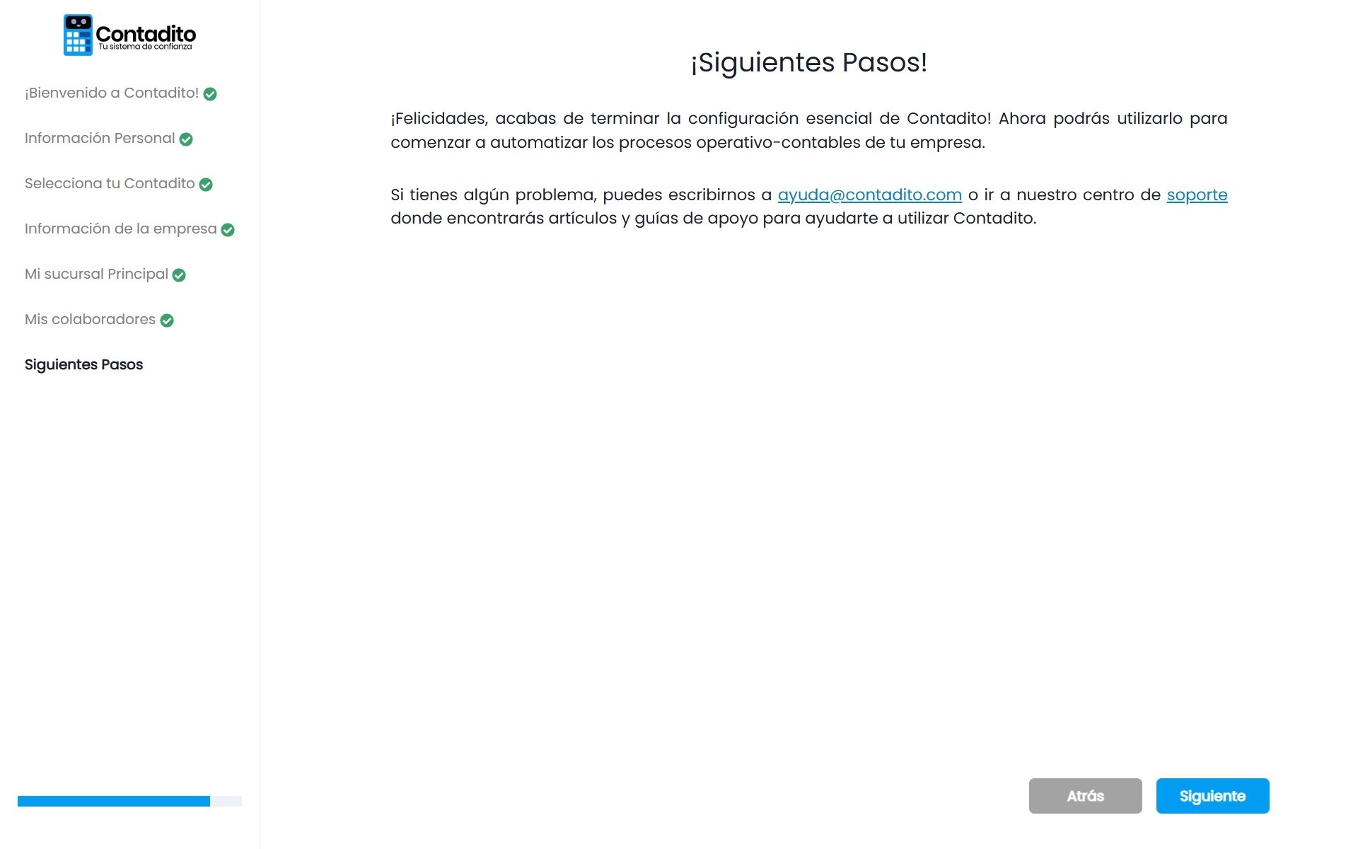 12. Finalización de la configuración