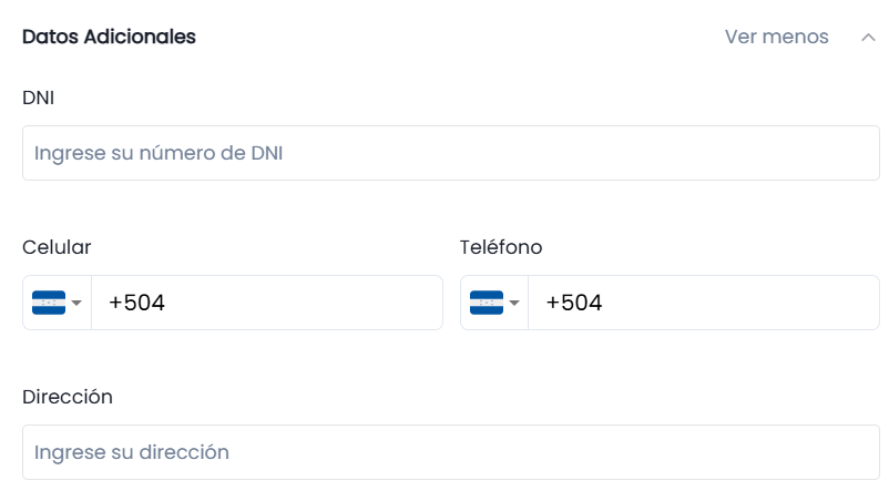 Datos Adicionales (Desplegable)